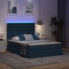 vidaXL Cama con almacenamiento y LED Azul 140 x 190 cm Poli&eacute;ster