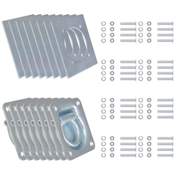 vidaXL Anillos de sujeci&oacute;n de tr&aacute;iler 8 pzas. acero galvanizado 2000kg