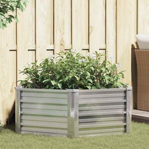 vidaXL Arriate de acero galvanizado plateado 129x45 cm