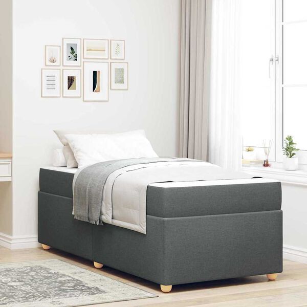 vidaXL Estructura de cama con colch&oacute;n Gris oscuro 80 x 200 cm tela