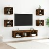 vidaXL Muebles TV pared con LED 7 pzas madera ingenier&iacute;a roble ahumado
