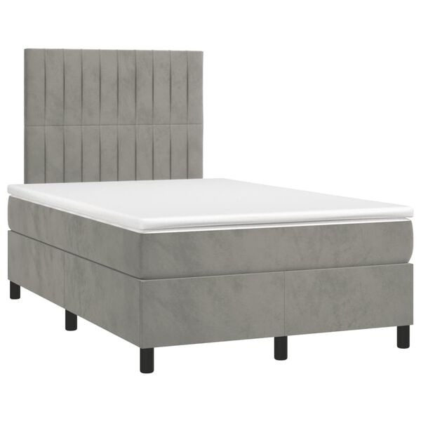 vidaXL Cama box spring con colch&oacute;n terciopelo gris claro 120x200 cm