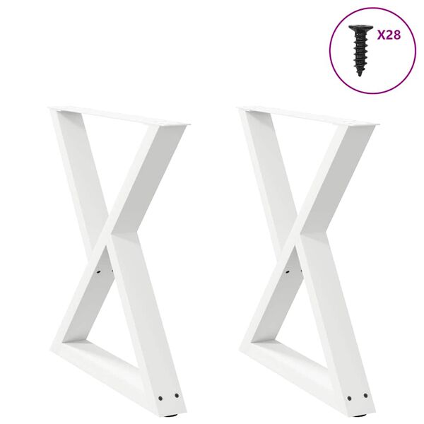 vidaXL Patas para mesa de comedor (2 unidades), color blanco, 70 x (72-73,3) cm, acero
