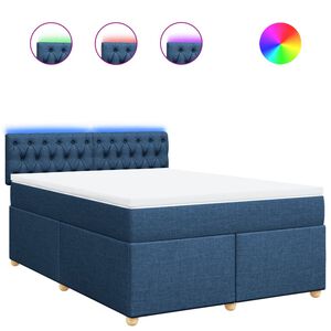 vidaXL Cama box spring con colch&oacute;n tela azul 160x200 cm