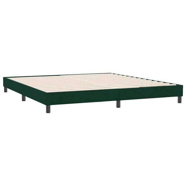 vidaXL Cama box spring sin colch&oacute;n terciopelo verde oscuro 180x210 cm