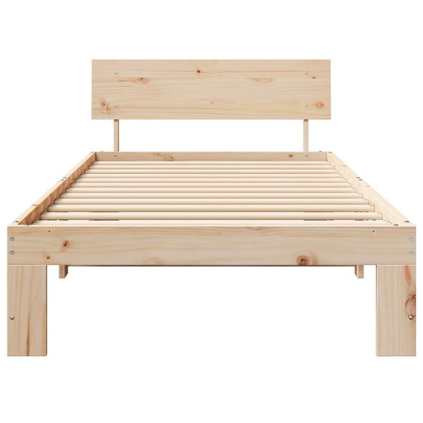 vidaXL Estructura de cama Natural 90 x 200 cm Madera de pino macizo