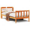 vidaXL Estructura cama con cabecero madera pino marr&oacute;n cera 100x200 cm