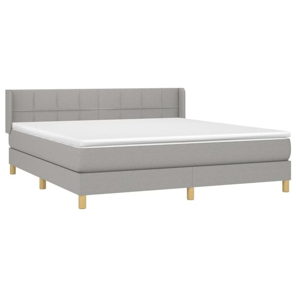 vidaXL Cama box spring con colch&oacute;n tela gris claro 180x200 cm