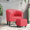 vidaXL Sill&oacute;n con taburete cuero sint&eacute;tico rojo