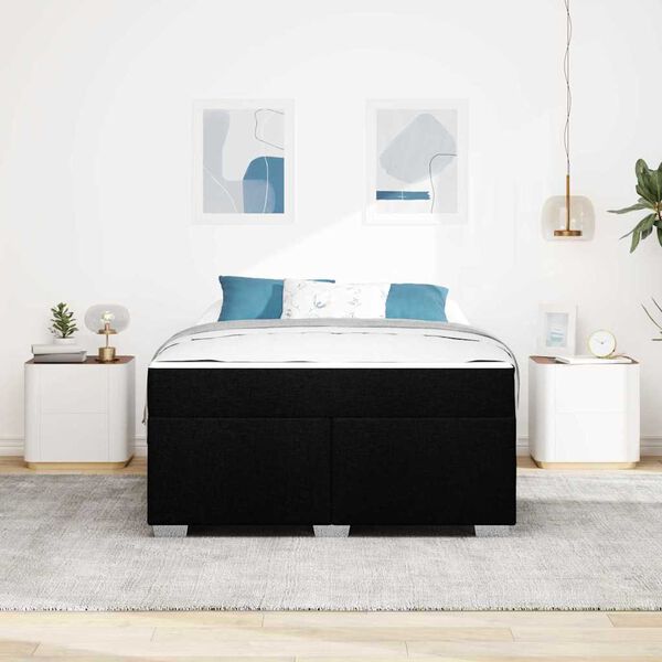 vidaXL Estructura de cama con colch&oacute;n Negro 140 x 200 cm tela