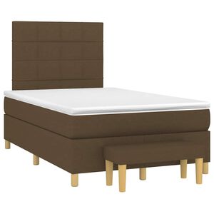 vidaXL Cama box spring con colch&oacute;n tela marr&oacute;n oscuro 120x190 cm