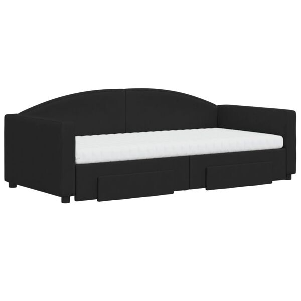 vidaXL Sof&aacute; cama nido con cajones tela negro 90x190 cm