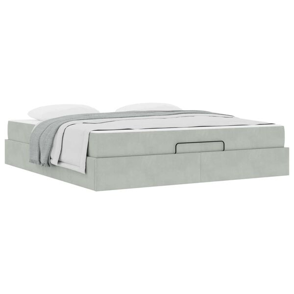 vidaXL Estructura de cama con colch&oacute;n 2 pcs Gris claro Terciopelo