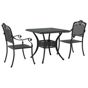 vidaXL Conjunto de mesa de jard&iacute;n 3 uds. Negro Aluminio fundido
