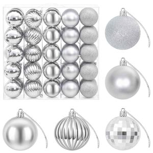 vidaXL Juego de bolas navide&ntilde;as 75 uds. Plateado 6 cm Poliestireno