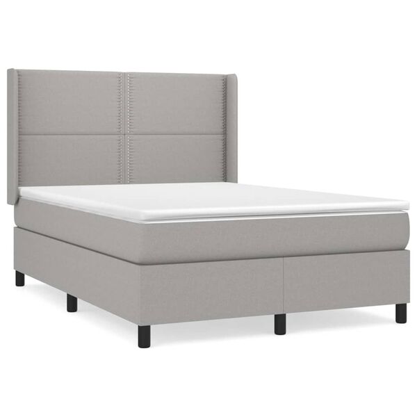 vidaXL Cama box spring con colch&oacute;n tela gris claro 140x200 cm