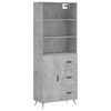 vidaXL Aparador alto madera contrachapada gris hormig&oacute;n 69,5x34x180 cm