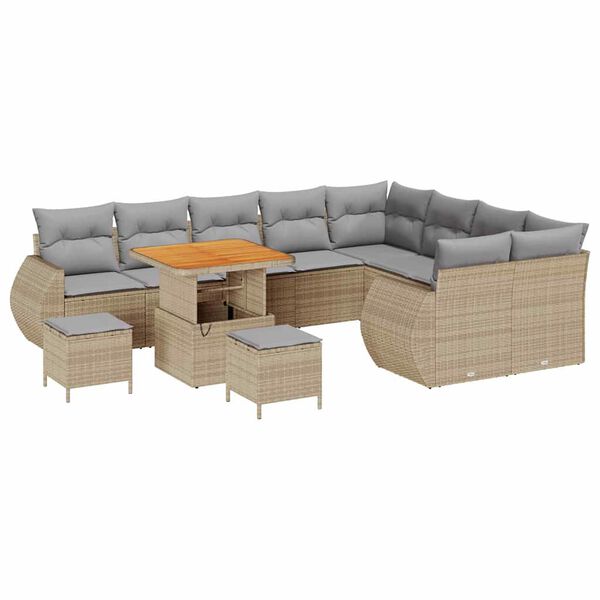 vidaXL Conjunto de sof&aacute; de jard&iacute;n con coj&iacute;n 12 pcs beige y gris claro