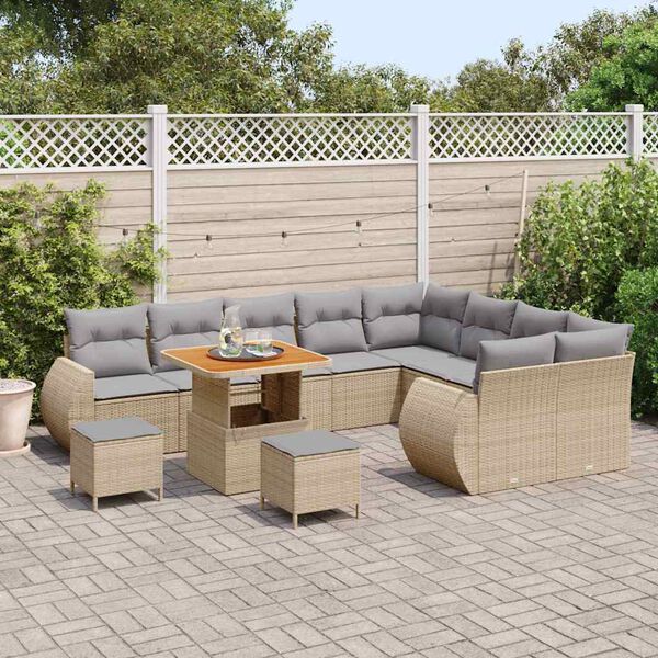 vidaXL Conjunto de sof&aacute; de jard&iacute;n con coj&iacute;n 12 pcs beige y gris claro