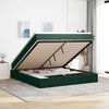 vidaXL Estructura de cama otomana con colch&oacute;n verde oscuro 180x200 cm