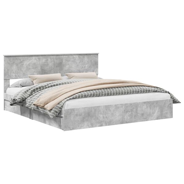 vidaXL Cama con almacenamiento con cabecera Gris Concreto 180 x 200 cm