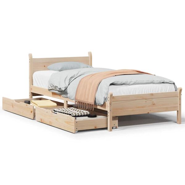 vidaXL Estructura de cama sin colch&oacute;n madera maciza de pino 90x200 cm