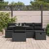 vidaXL Conjunto de sof&aacute; de jard&iacute;n con coj&iacute;n 6 pcs Negro Polirat&aacute;n