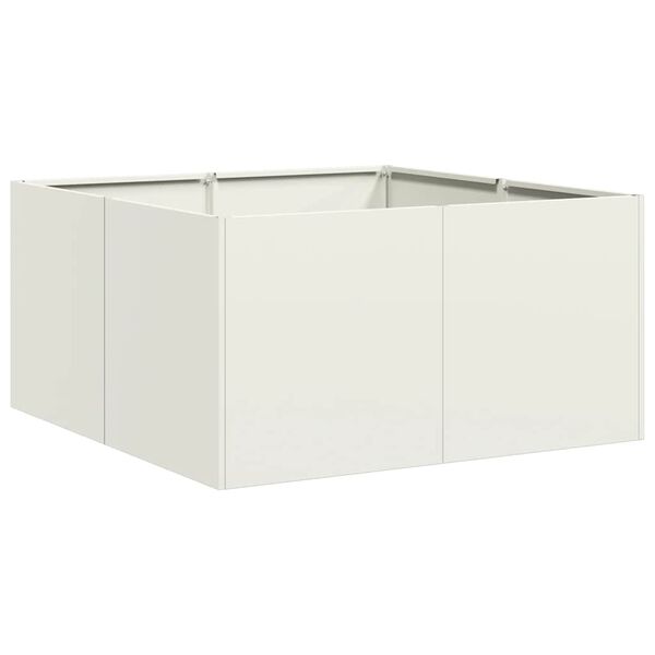 vidaXL Jardinera de acero laminado en fr&iacute;o blanco 80x80x40 cm