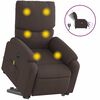 vidaXL Sill&oacute;n masaje el&eacute;ctrico reclinable elevable tela marr&oacute;n oscuro
