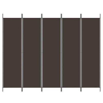 vidaXL Biombo divisor de 5 paneles de tela marrón 250x200 cm