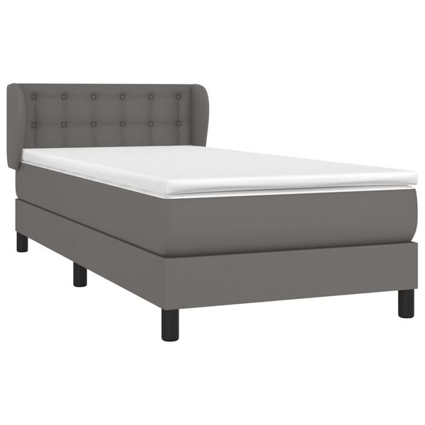 vidaXL Cama box spring con colch&oacute;n cuero sint&eacute;tico gris 90x200 cm