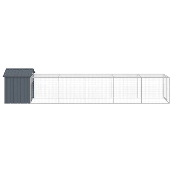 vidaXL Gallinero con corral acero galvanizado gris 117x609x123 cm