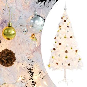 vidaXL &Aacute;rbol de Navidad preiluminado con luces y bolas blanco 180 cm