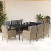 vidaXL Set comedor de jard&iacute;n 9 pzas con cojines rat&aacute;n sint&eacute;tico beige