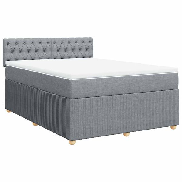 vidaXL Cama box spring con colch&oacute;n tela gris claro 140x200 cm