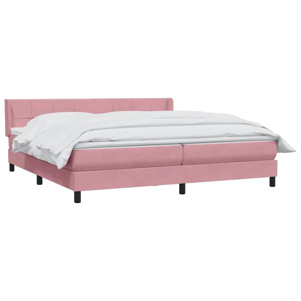 vidaXL Cama box spring con colch&oacute;n terciopelo rosa 180x220 cm