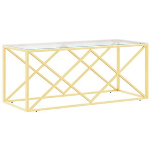 vidaXL Mesa de centro acero inoxidable y vidrio 110x45x45 cm
