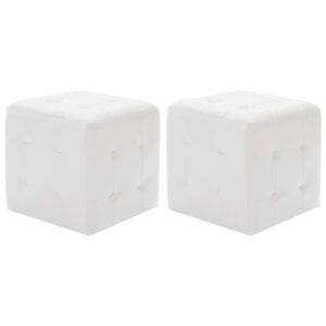 vidaXL Puf 2 unidades cuero sint&eacute;tico blanco 30x30x30 cm