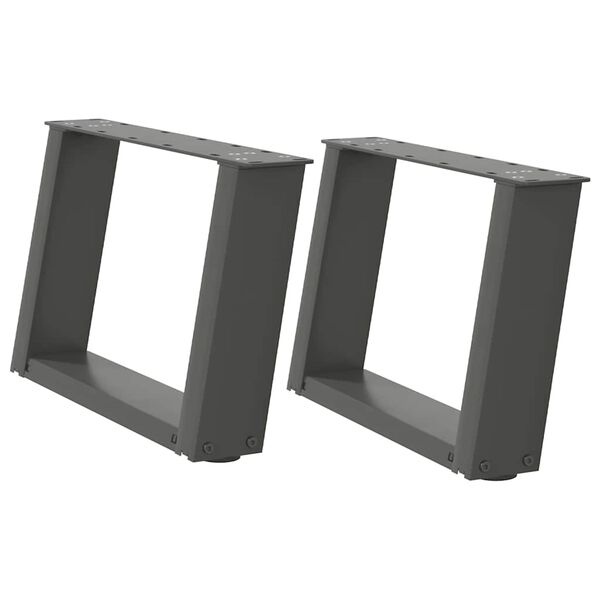 vidaXL Patas para mesa de centro en forma de U (2 unidades), antracita, 50 x (30-31) cm, acero