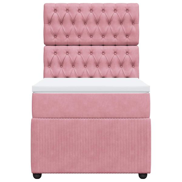vidaXL Cama box spring con colch&oacute;n terciopelo rosa 90x200 cm