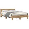 vidaXL Estructura de cama con tiras LED Roble artisan 140 x 190 cm