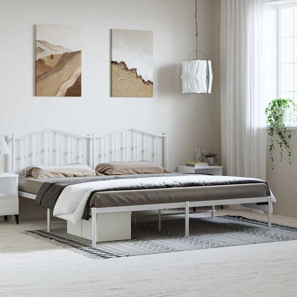 vidaXL Estructura cama sin colch&oacute;n con cabecero metal blanco 183x213cm