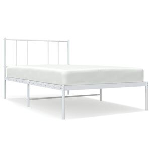 vidaXL Estructura cama sin colch&oacute;n con cabecero metal blanco 100x200cm