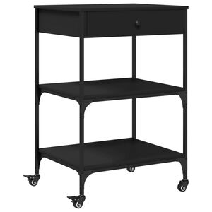 vidaXL Carrito de cocina de madera de ingenier&iacute;a negro 60x48x89,5 cm