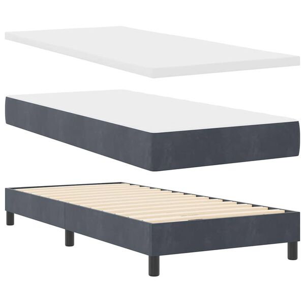 vidaXL Cama tipo Box Spring Gris oscuro 90 x 190 cm Terciopelo