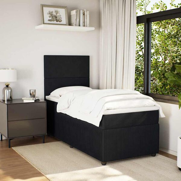 vidaXL Cama box spring con colch&oacute;n cuero sint&eacute;tico negro 90x190 cm