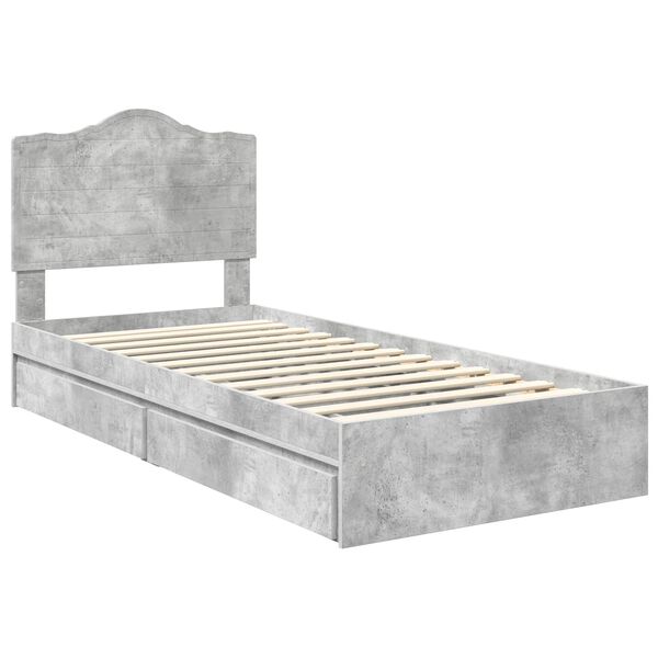 vidaXL Cama con almacenamiento con cabecera Gris Concreto 90 x 200 cm