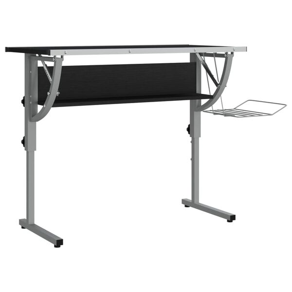 vidaXL Mesa de dibujo madera y acero negro y gris 110x53x(58-87) cm