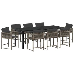 vidaXL Conjunto de Comedor de Jard&iacute;n 9 pcs Gris rat&aacute;n sint&eacute;tico