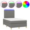 vidaXL Cama box spring con colch&oacute;n y LED tela marr&oacute;n oscuro 120x190 cm